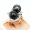 Approx. 11.0 mm, Tahitian Pearl, Twin Pearls Leaves White Zircon Ring