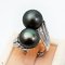 Approx. 12.0 mm, Tahitian Pearl, Twin Pearls Ring