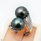 Approx. 12.0 mm, Tahitian Pearl, Twin Pearls Ring