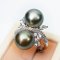 11.43 and 11.46 mm, Tahitian Pearl, Duo Pearl White Topaz Ring