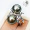 11.43 and 11.46 mm, Tahitian Pearl, Duo Pearl White Topaz Ring