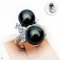 Approx. 11.0 mm, Tahitian Pearl, Duo Pearl White Topaz Ring