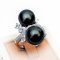 Approx. 11.0 mm, Tahitian Pearl, Duo Pearl White Topaz Ring