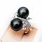 Approx. 11.0 mm, Tahitian Pearl, Duo Pearl White Topaz Ring