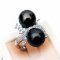 Approx. 11.0 mm, Tahitian Pearl, Duo Pearl White Topaz Ring