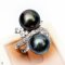 Approx. 11.0 mm, Tahitian Pearl, Duo Pearl White Topaz Ring