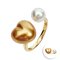 7.35 mm and 12.19 mm, Akoya and Heart Shaped Gold South Sea Pearl, Open Ring