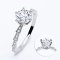 (IGI) 1.13 ct., Laboratory Grown Diamond (Round Brilliant, HPHT, 1.13 ct, D, VS 2), Six Prongs Flower Solitaire Diamond Shoulder Snake Scales Diamond Paved Ring