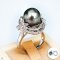 Approx. 11.0 mm, Tahitian Pearl, Double Halo Pearl Ring and Pendant