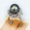 Approx. 11.0 mm, Tahitian Pearl, Double Halo Pearl Ring and Pendant