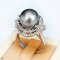 Approx. 11.0 mm, Tahitian Pearl, Double Halo Pearl Ring and Pendant