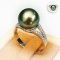 11.13 mm, Tahitain Pearl, Parallel Diamond Stripe Solitaire Pearl Ring