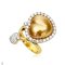 Approx. 16.0 mm, Heart Shaped Pearl, Gold South Sea Pearl, Cocktail Pearl Open Ring