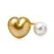 7.28 mm and 12.13 mm, Akoya and Heart Shaped Gold South Sea Pearl, Duo Pearl Open Ring