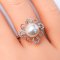 8.25 mm, Akoya Pearl, "Halo Florista" Solitaire Pearl Diamond Ring