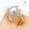 8.25 mm, Akoya Pearl, "Halo Florista" Solitaire Pearl Diamond Ring