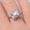 7.28 mm, Akoya Pearl, Flower Solitaire Pearl Diamond Ring