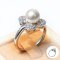 7.28 mm, Akoya Pearl, Flower Solitaire Pearl Diamond Ring