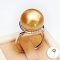 13.34 mm, Gold South Sea Pearl, Diamond Half Halo Pearl Ring