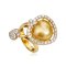 13.63 mm, Heart Shaped Pearl, Gold South Sea Pearl, "Luminous Love" Diamond Open Ring