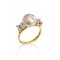 10.59 mm, Edison Pearl, Pearl Diamond Twin Flower Ring