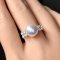 10.59 mm, Edison Pearl, Pearl Diamond Twin Flower Ring