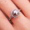 7.67 mm, Freshwater Pearl, Halo Diamond, Solitaire Pearl Ring