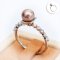 6.96 mm, Pearl Candy, Freshwater Pearl, Solitaire Pearl, Shoulder Five Stones Diamond Ring
