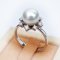 8.58 mm, White South Sea Pearl, Sun Ray Diamond Pearl Ring