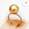 11.56 mm, Oriental Odyssey Lot, Gold South Sea Pearl, Solitaire Pearl, Shoulder Lab Grown Diamond Paved Ring