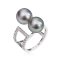 9.59 mm and 9.96 mm, Gray Feline Lot, Tahitian Pearl, Duo Pearl Double Line Diamond Paved Open Ring