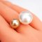 (GIA) 10.15 mm and 14.19 mm, South Sea Pearl, Twin Pearl Open Ring