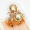 Approx. 10.0 - 11.0 mm, Gold South Sea Pearl, Twin Ring White Topaz Ring