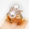 Approx. 8.5 mm up, Akoya Pearl, Duo Pearl White Topaz Ring