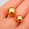 10.1 mm and 12.9 mm, Gold South Sea Pearl, Double Pearl Open Ring