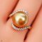Approx. 11.0 mm, Gold South Sea Pearl, Diamond Embraced Solitaire Pearl Ring