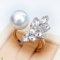 Approx. 10.0 mm, Edison Pearl, Leaves CZ Solitaire pearl Open Ring
