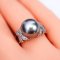 Approx. 11.0 mm, Tahitian Pearl, Cross CZ Paved Solitaire Pearl Ring