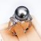 Approx. 11.0 mm, Tahitian Pearl, Cross CZ Paved Solitaire Pearl Ring