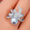 Approx. 8.0 mm, Akoya Pearl, Bow CZ Paved Pearl Ring