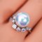 Approx. 10.5 - 11.0 mm, Edison Pearl, Curve Halo Fancy Shapes CZ Solitaire Pearl Ring