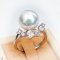 Approx. 10.5 - 11.0 mm, Edison Pearl, Curve Halo Fancy Shapes CZ Solitaire Pearl Ring