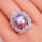 Approx. 14.5 - 15.0 mm, Edison Pearl, Wreath CZ Paved Solitaire Pearl Ring