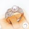 Approx. 6.6 mm, Akoya Pearl, Bow CZ Paved Solitaire Pearl Ring