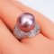Approx. 13.0 -14.0 mm, Edison Pearl, Wide Shoulder CZ Paved Solitaire Pearl Ring