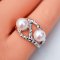Approx. 6.0 mm, Akoya Pearl, Cross Double Pearl Ring