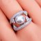 Approx. 9.0 mm, Akoya Pearl, CZ Paved Double Stripes Solitaire Pearl Ring