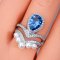 Approx. 3.5 - 4.0 mm, Akoya Pearl, Crown Pearl and Pear CZ Pair Ring