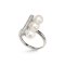 Approx. 6.5 mm, Akoya Pearl, Triple Pearl Bar CZ Paved Ring