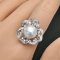Approx. 11.4 mm, Edison Pearl, Flower CZ Paved Solitaire Pearl Ring